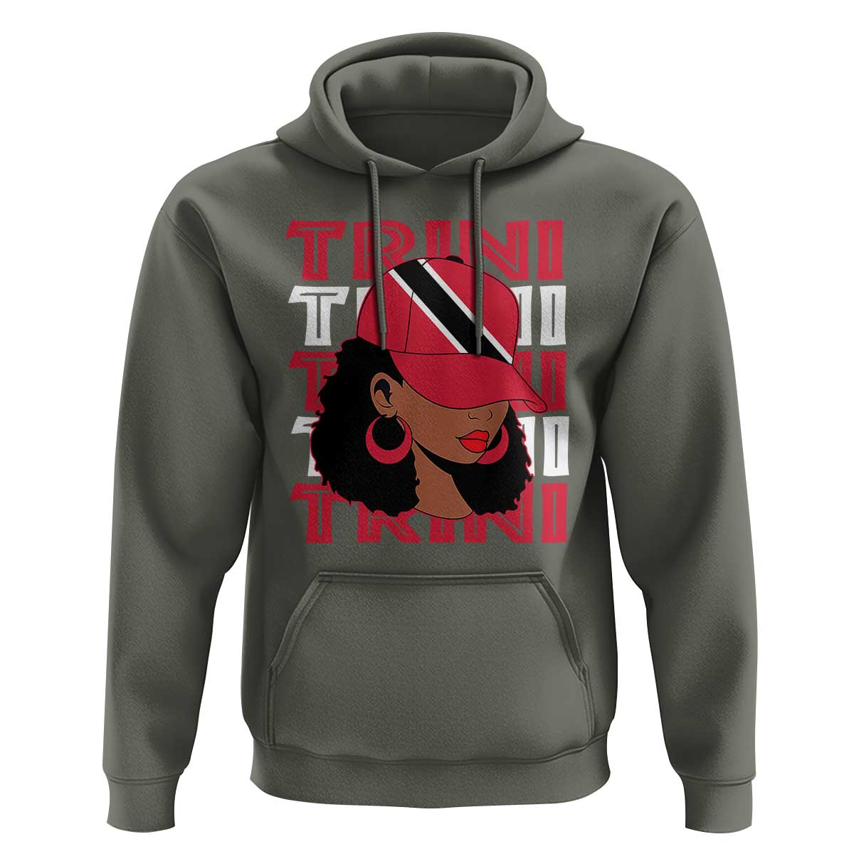 Proud Trini Afro Black Woman Hoodie Trinidad and Tobago Flag Pride - Wonder Print Shop