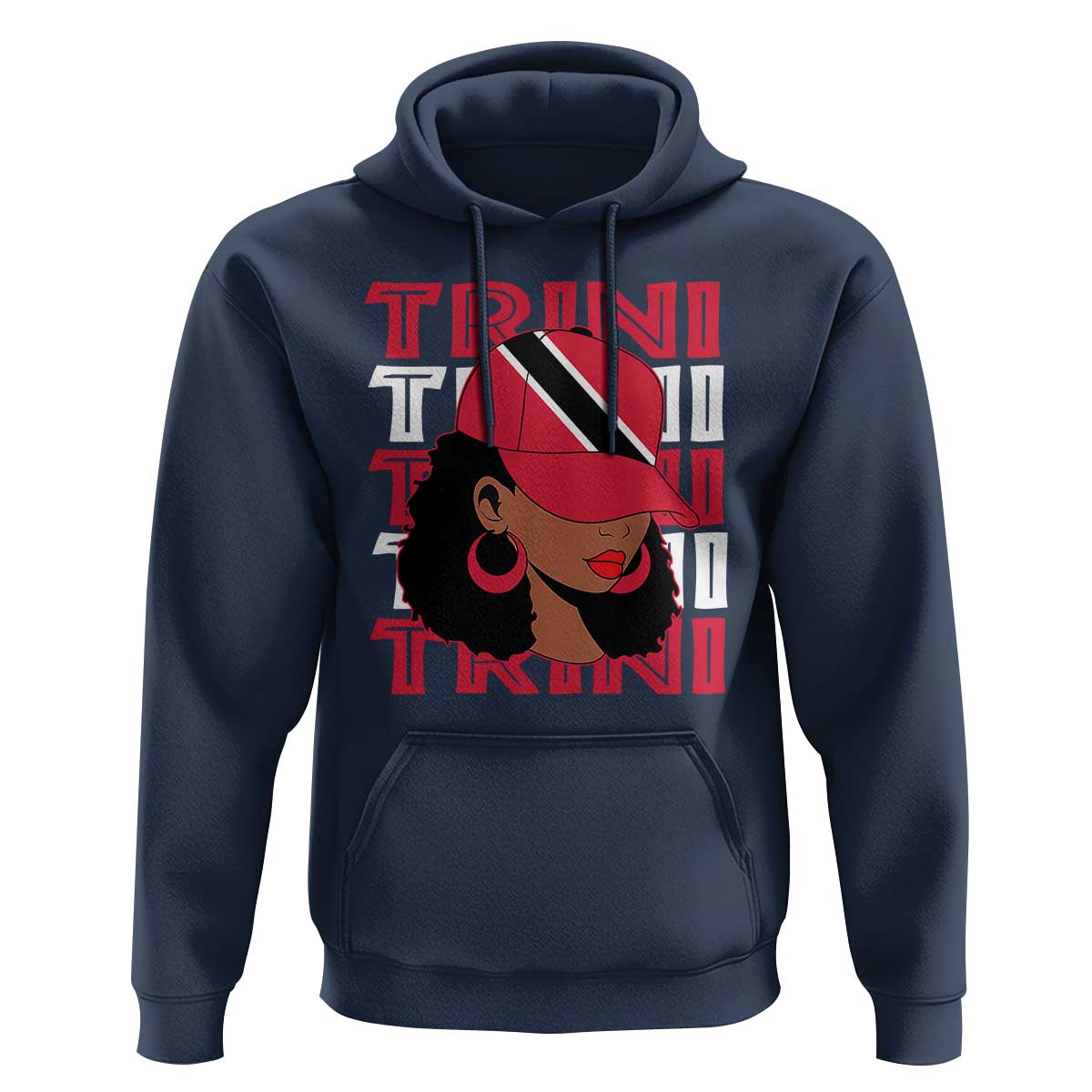 Proud Trini Afro Black Woman Hoodie Trinidad and Tobago Flag Pride - Wonder Print Shop