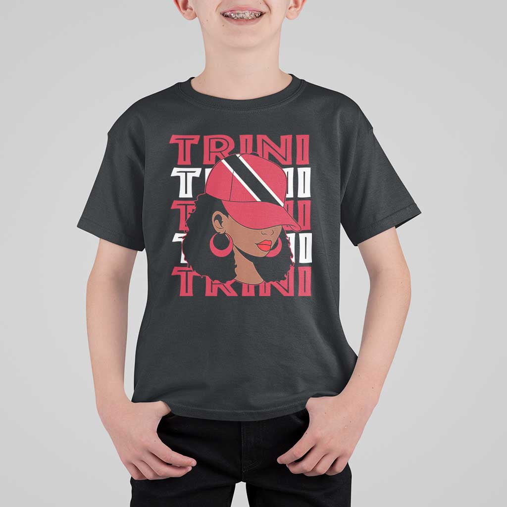 Proud Trini Afro Black Woman T Shirt For Kid Trinidad and Tobago Flag Pride - Wonder Print Shop