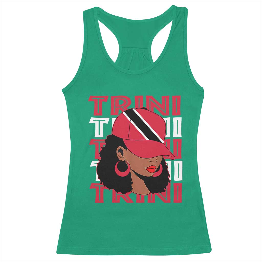 Proud Trini Afro Black Woman Racerback Tank Top Trinidad and Tobago Flag Pride - Wonder Print Shop