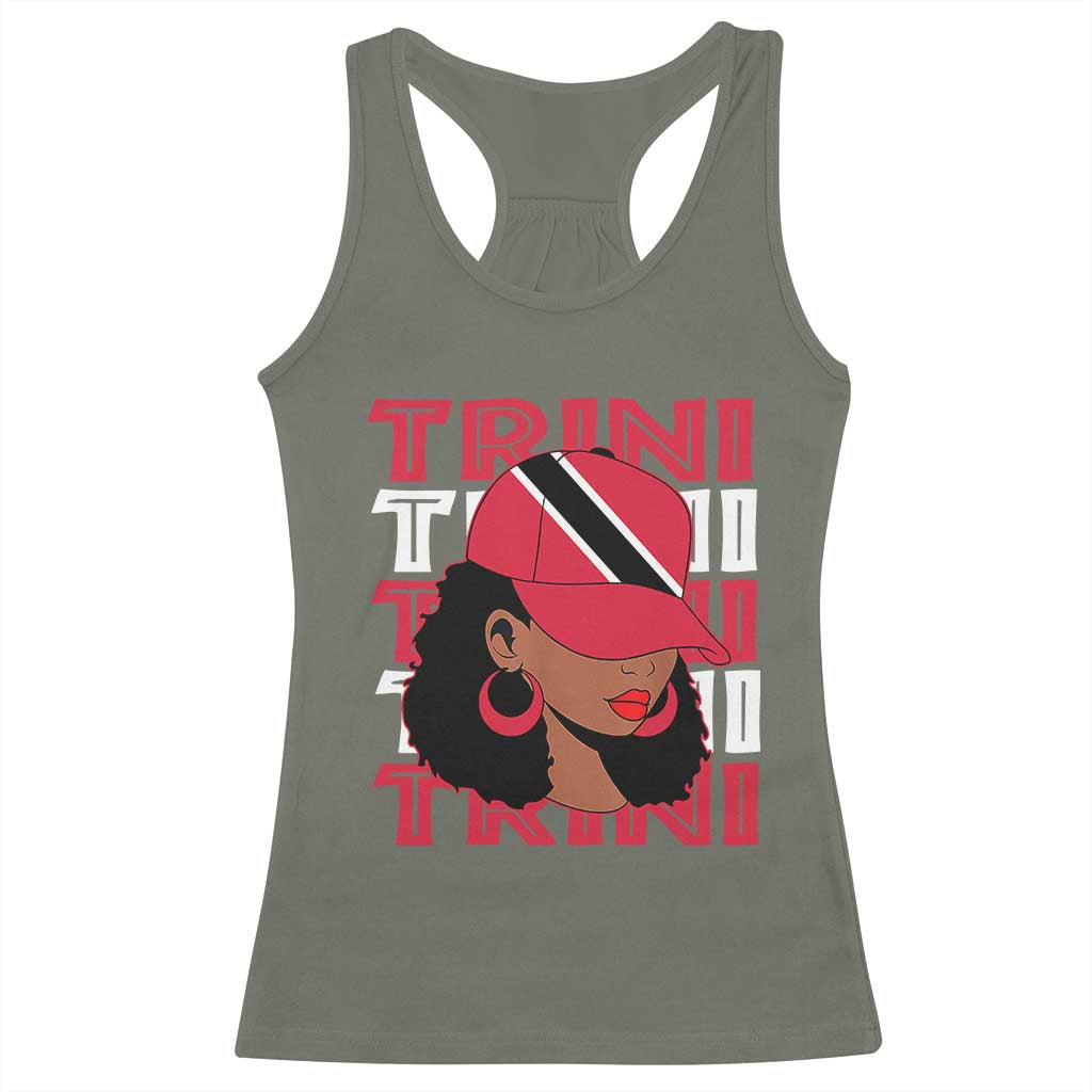 Proud Trini Afro Black Woman Racerback Tank Top Trinidad and Tobago Flag Pride - Wonder Print Shop