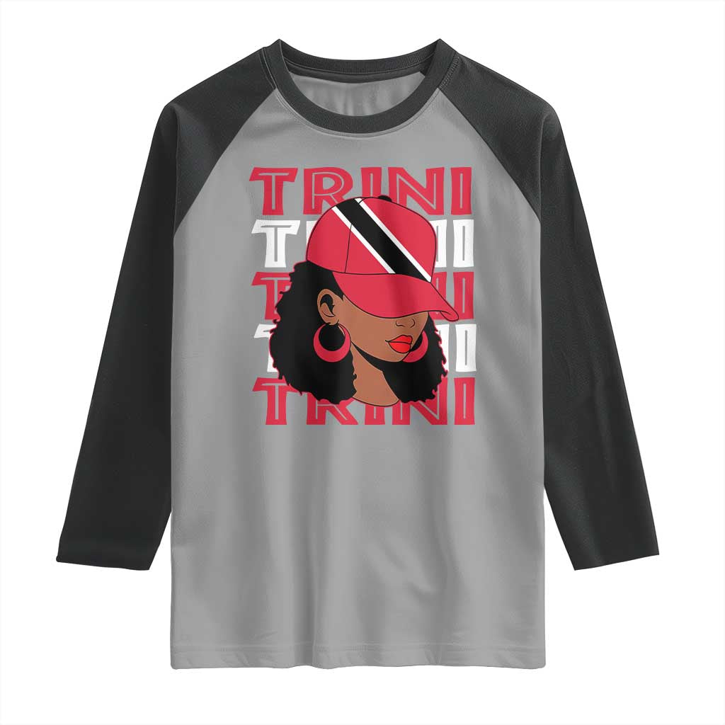 Proud Trini Afro Black Woman Raglan Shirt Trinidad and Tobago Flag Pride - Wonder Print Shop