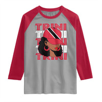 Proud Trini Afro Black Woman Raglan Shirt Trinidad and Tobago Flag Pride - Wonder Print Shop