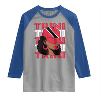 Proud Trini Afro Black Woman Raglan Shirt Trinidad and Tobago Flag Pride - Wonder Print Shop