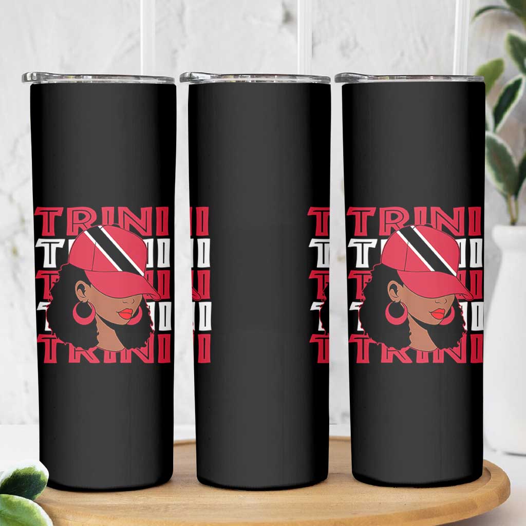 Proud Trini Afro Black Woman Skinny Tumbler Trinidad and Tobago Flag Pride - Wonder Print Shop