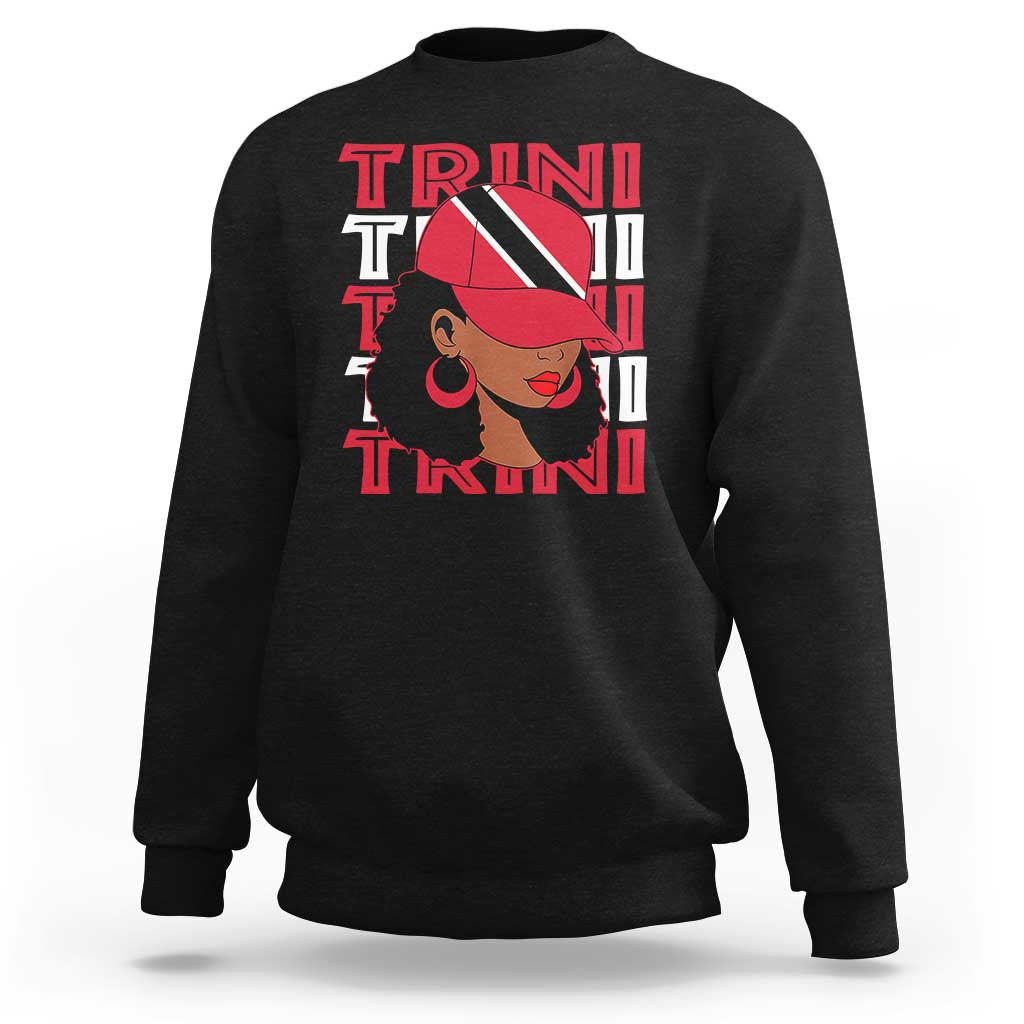Proud Trini Afro Black Woman Sweatshirt Trinidad and Tobago Flag Pride - Wonder Print Shop