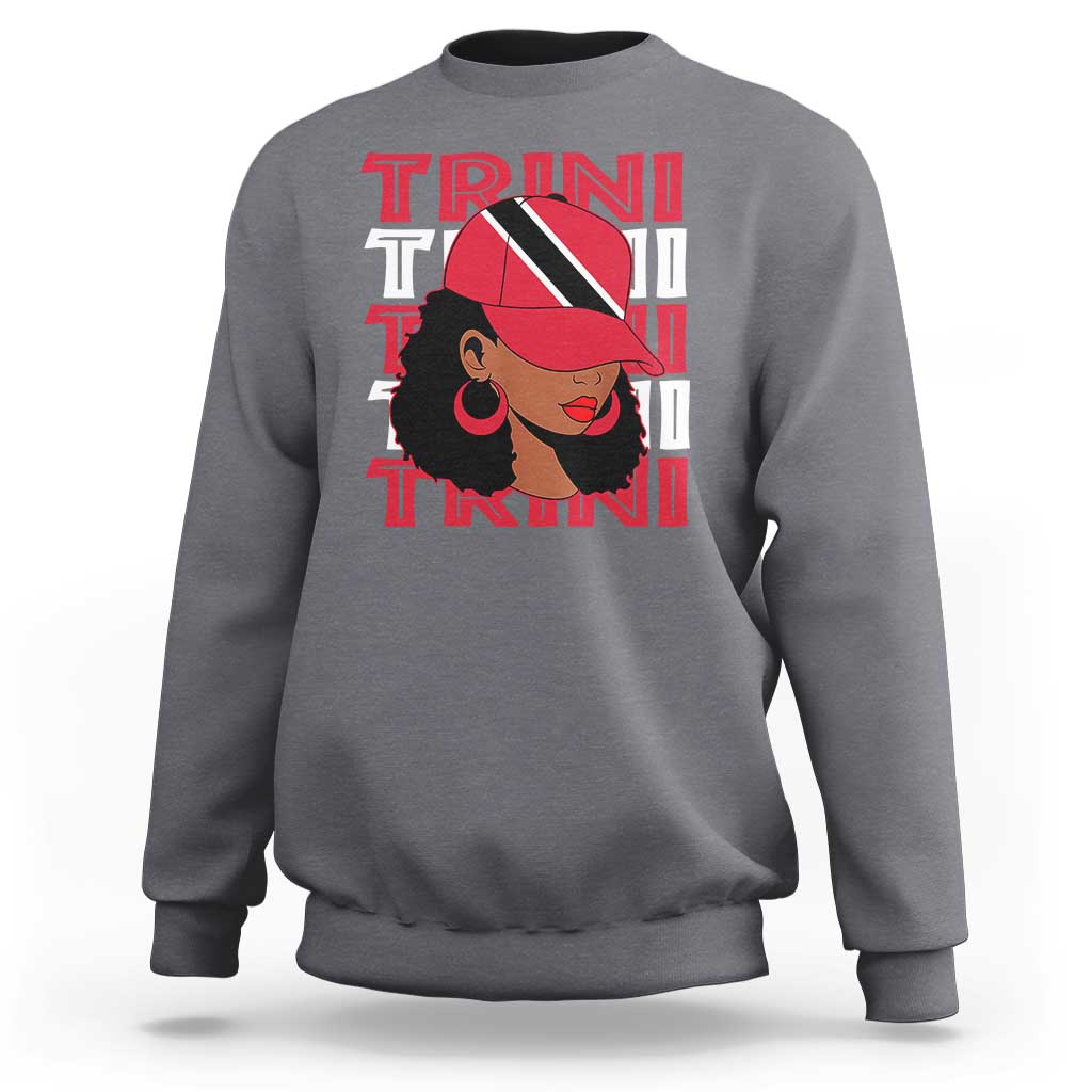 Proud Trini Afro Black Woman Sweatshirt Trinidad and Tobago Flag Pride - Wonder Print Shop