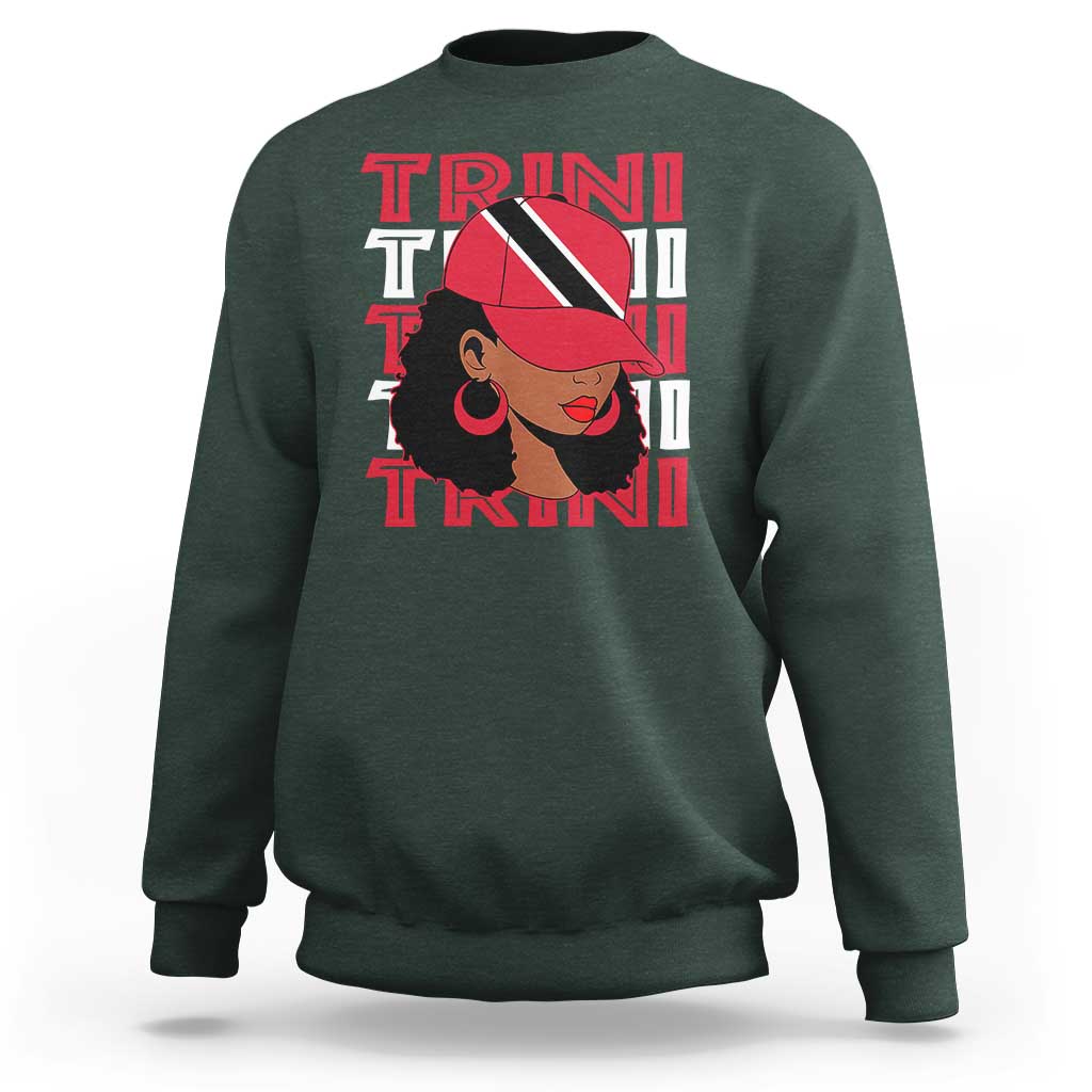 Proud Trini Afro Black Woman Sweatshirt Trinidad and Tobago Flag Pride - Wonder Print Shop