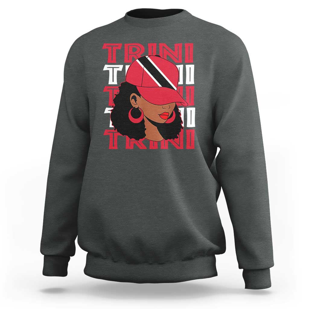 Proud Trini Afro Black Woman Sweatshirt Trinidad and Tobago Flag Pride - Wonder Print Shop