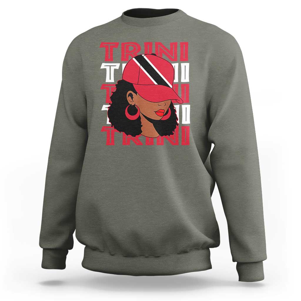 Proud Trini Afro Black Woman Sweatshirt Trinidad and Tobago Flag Pride - Wonder Print Shop