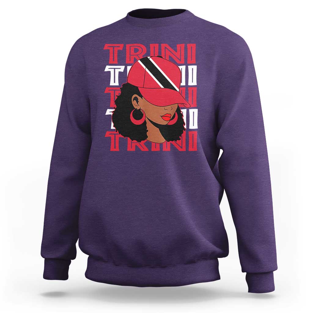 Proud Trini Afro Black Woman Sweatshirt Trinidad and Tobago Flag Pride - Wonder Print Shop