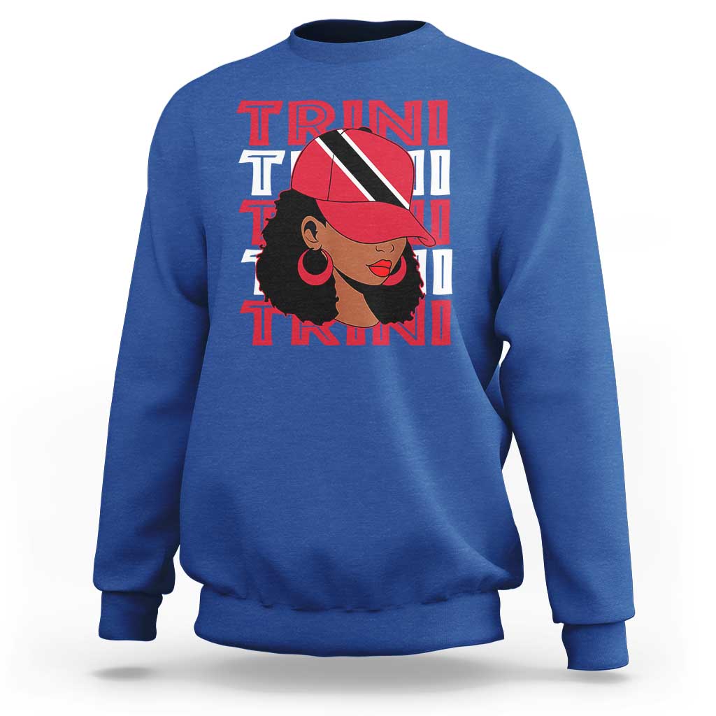 Proud Trini Afro Black Woman Sweatshirt Trinidad and Tobago Flag Pride - Wonder Print Shop