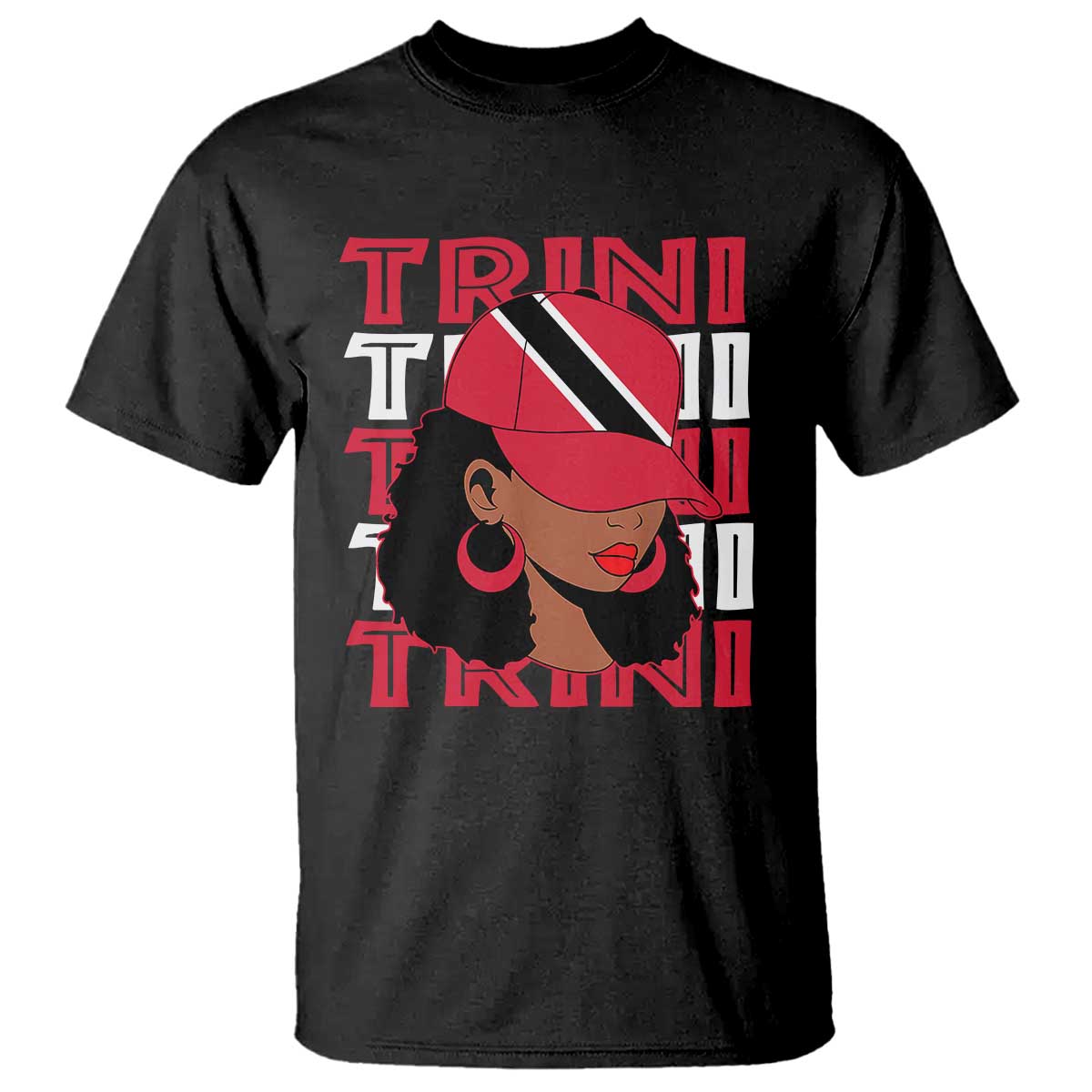 Proud Trini Afro Black Woman T Shirt Trinidad and Tobago Flag Pride - Wonder Print Shop