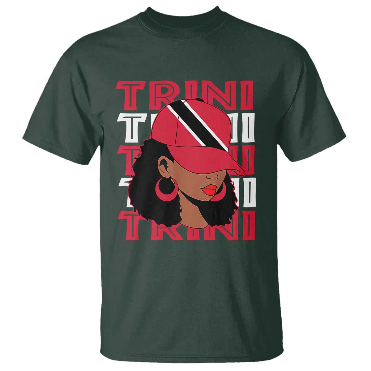 Proud Trini Afro Black Woman T Shirt Trinidad and Tobago Flag Pride - Wonder Print Shop