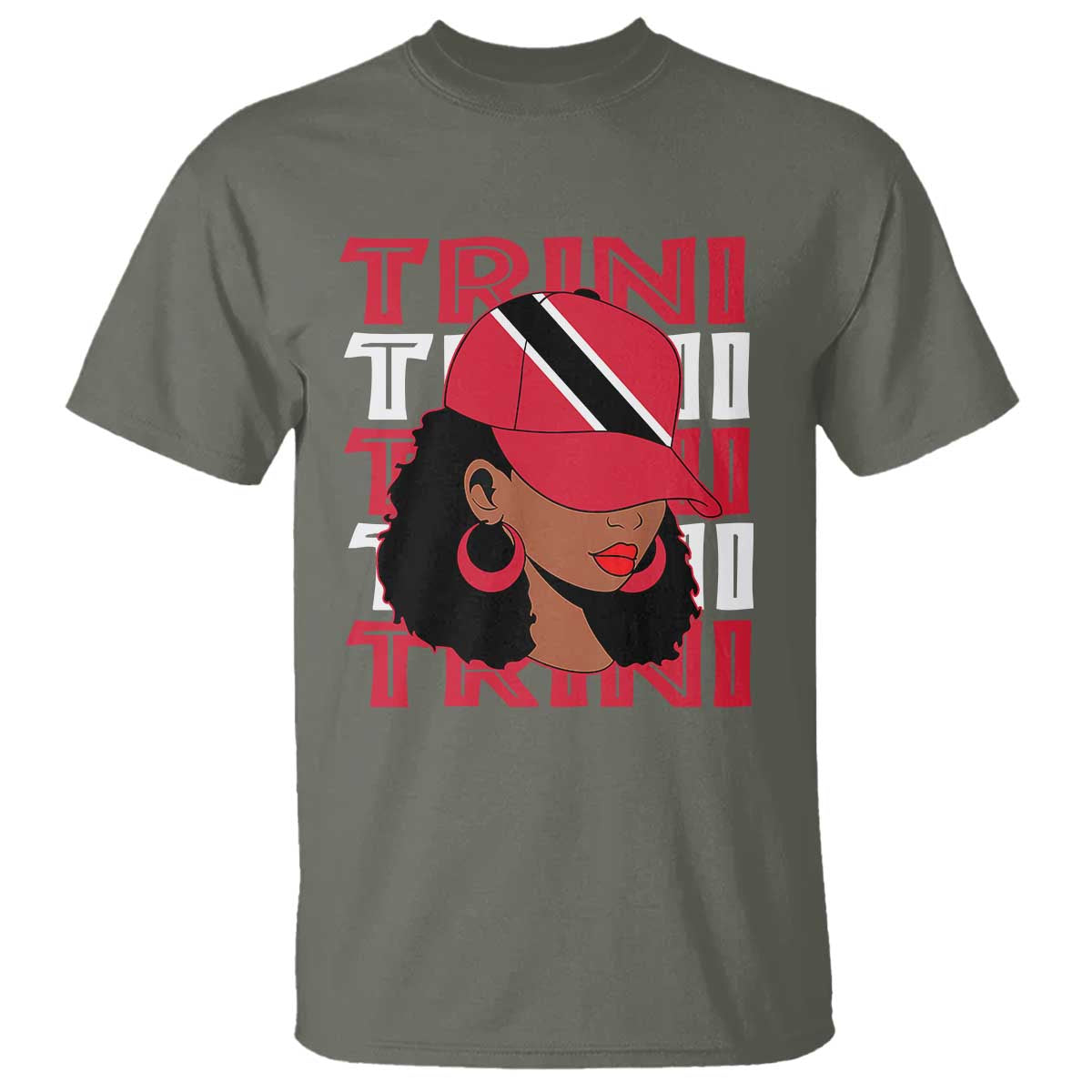 Proud Trini Afro Black Woman T Shirt Trinidad and Tobago Flag Pride - Wonder Print Shop