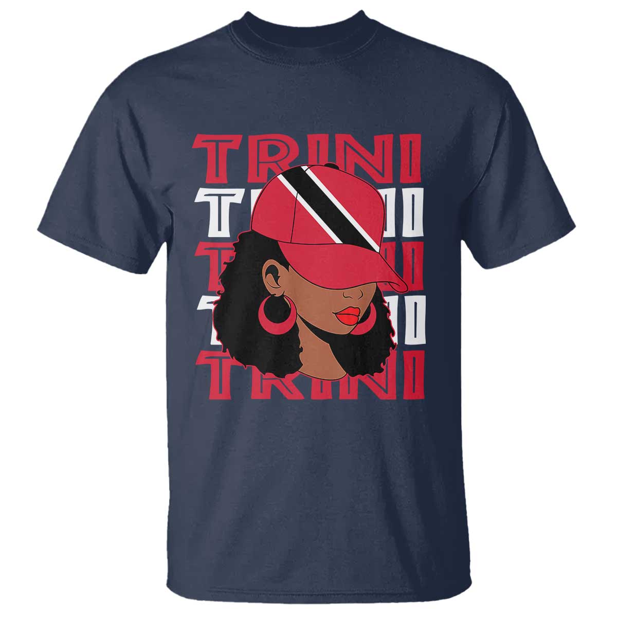 Proud Trini Afro Black Woman T Shirt Trinidad and Tobago Flag Pride - Wonder Print Shop