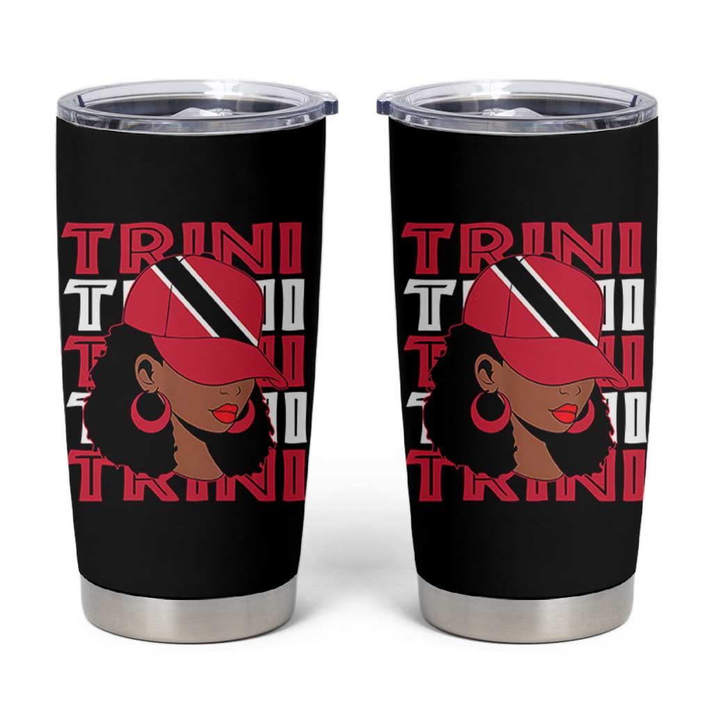 Proud Trini Afro Black Woman Tumbler Cup Trinidad and Tobago Flag Pride - Wonder Print Shop
