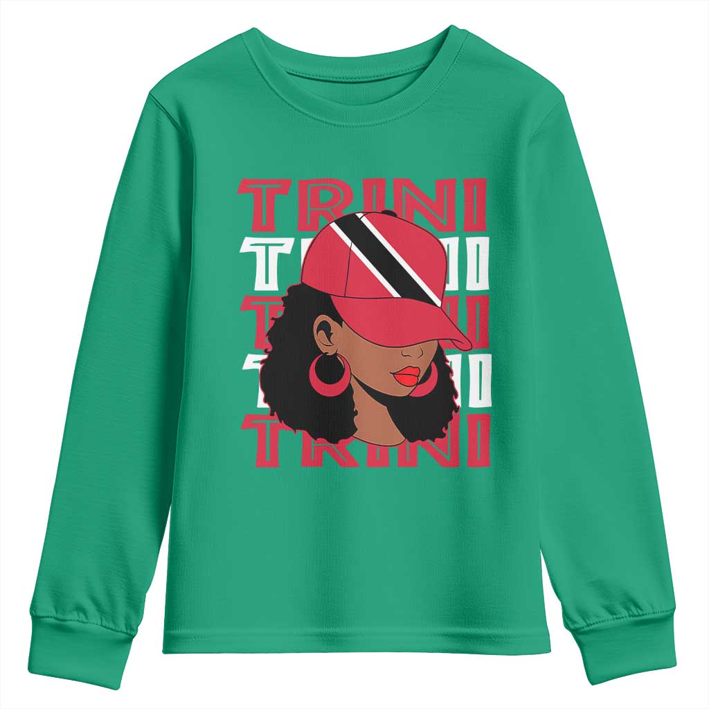Proud Trini Afro Black Woman Youth Sweatshirt Trinidad and Tobago Flag Pride - Wonder Print Shop