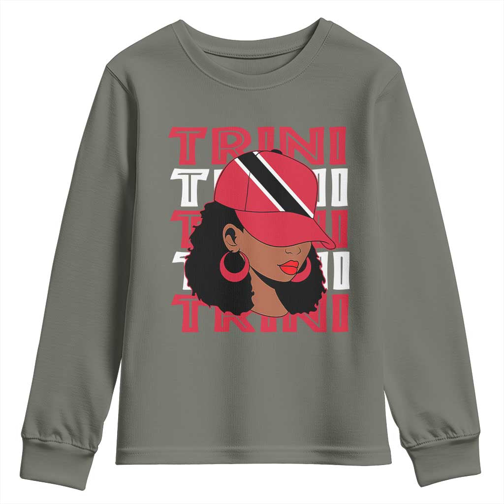 Proud Trini Afro Black Woman Youth Sweatshirt Trinidad and Tobago Flag Pride - Wonder Print Shop