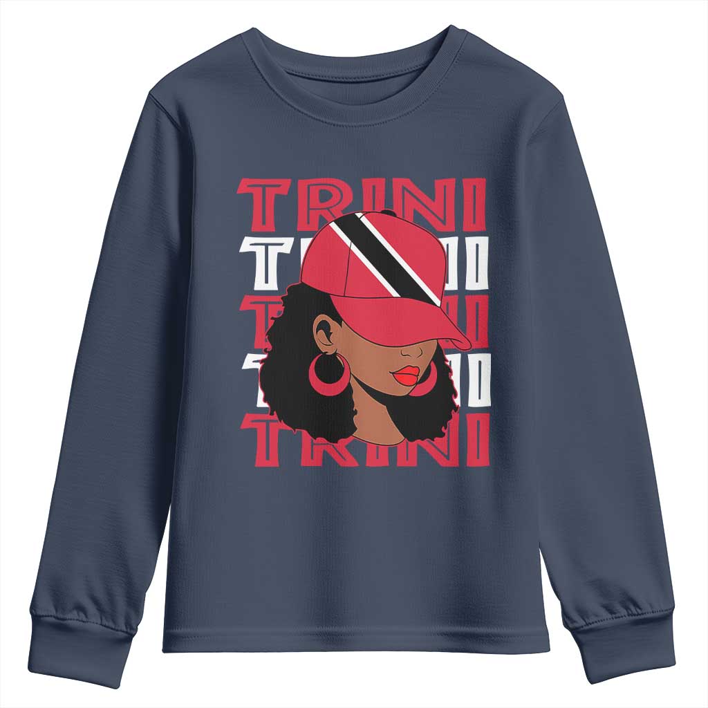 Proud Trini Afro Black Woman Youth Sweatshirt Trinidad and Tobago Flag Pride - Wonder Print Shop