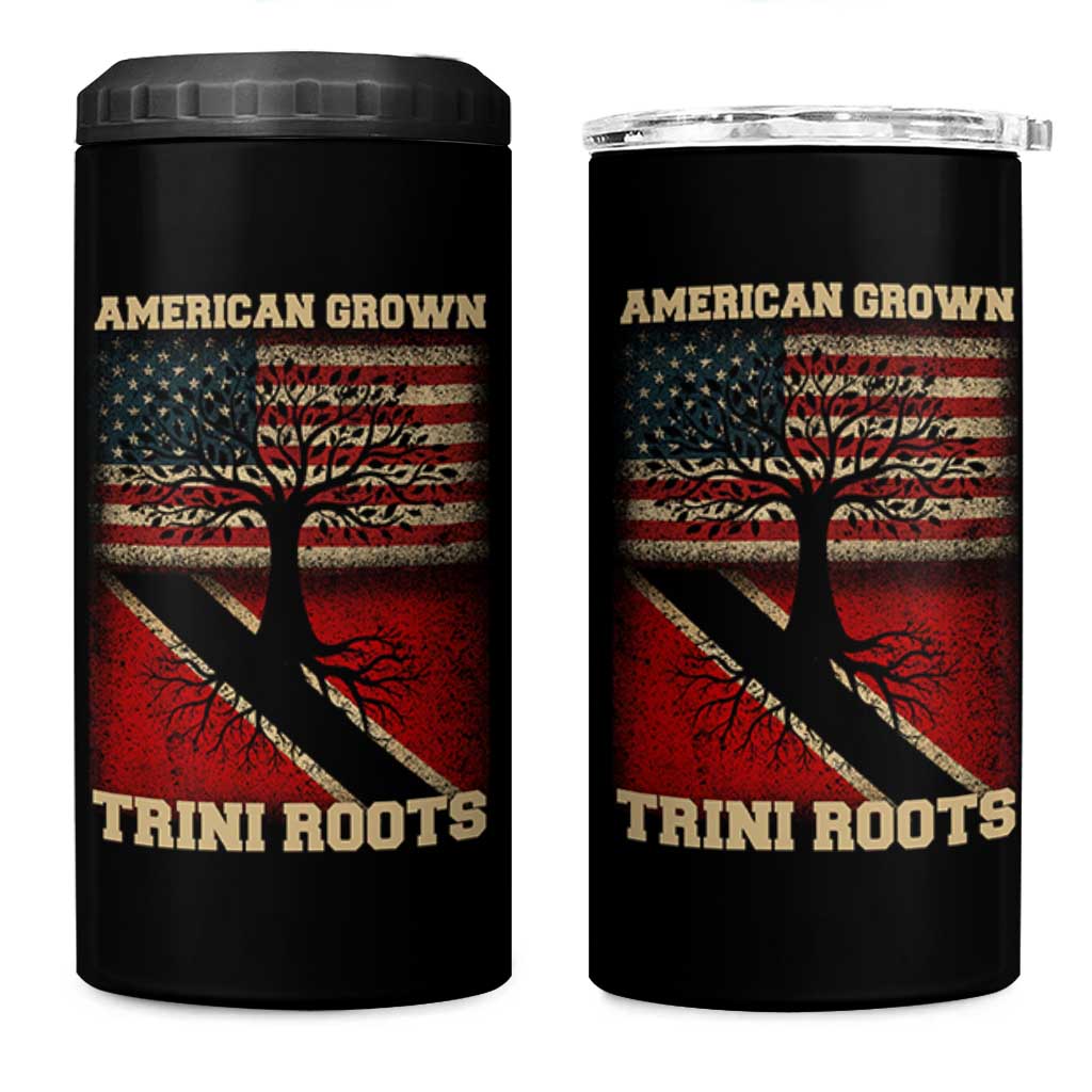 American Grown Trini Roots 4 in 1 Can Cooler Tumbler Trinidad and Tobago USA Flag Trinidadian Proud Us - Wonder Print Shop