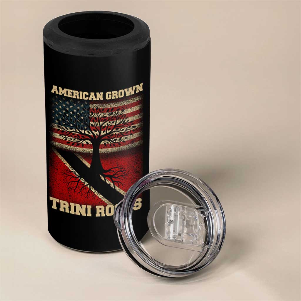American Grown Trini Roots 4 in 1 Can Cooler Tumbler Trinidad and Tobago USA Flag Trinidadian Proud Us - Wonder Print Shop
