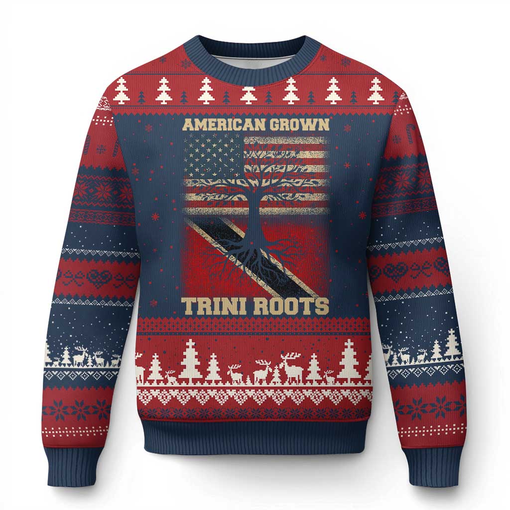 American Grown Trini Roots Ugly Christmas Sweater Trinidad and Tobago USA Flag Trinidadian Proud Us - Wonder Print Shop