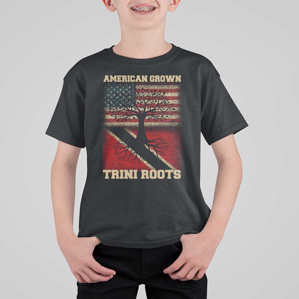 American Grown Trini Roots T Shirt For Kid Trinidad and Tobago USA Flag Trinidadian Proud Us - Wonder Print Shop