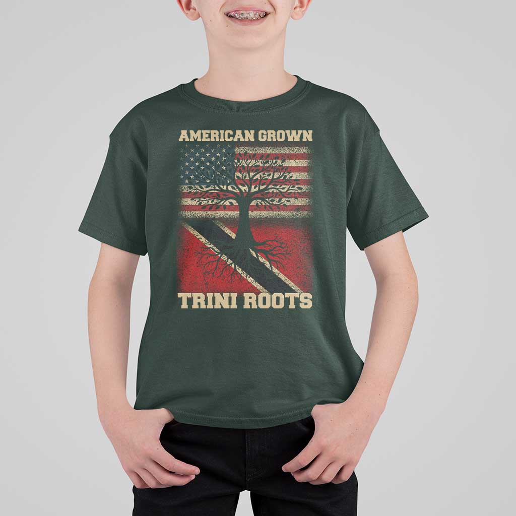 American Grown Trini Roots T Shirt For Kid Trinidad and Tobago USA Flag Trinidadian Proud Us - Wonder Print Shop