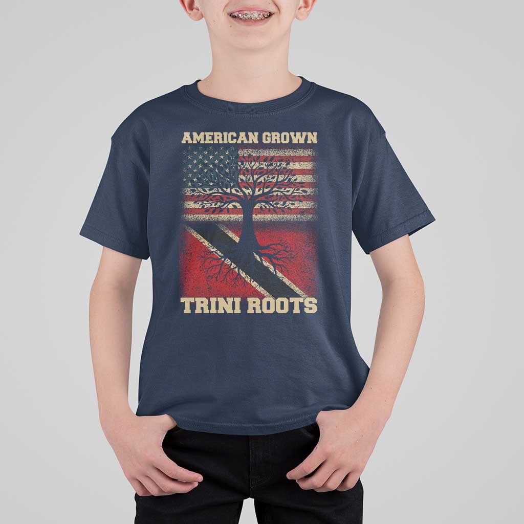 American Grown Trini Roots T Shirt For Kid Trinidad and Tobago USA Flag Trinidadian Proud Us - Wonder Print Shop