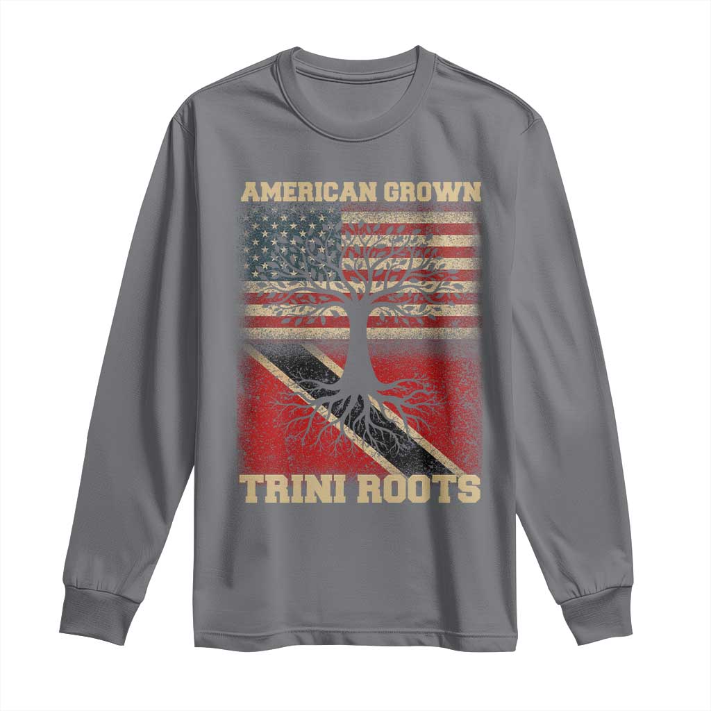 American Grown Trini Roots Long Sleeve Shirt Trinidad and Tobago USA Flag Trinidadian Proud Us - Wonder Print Shop