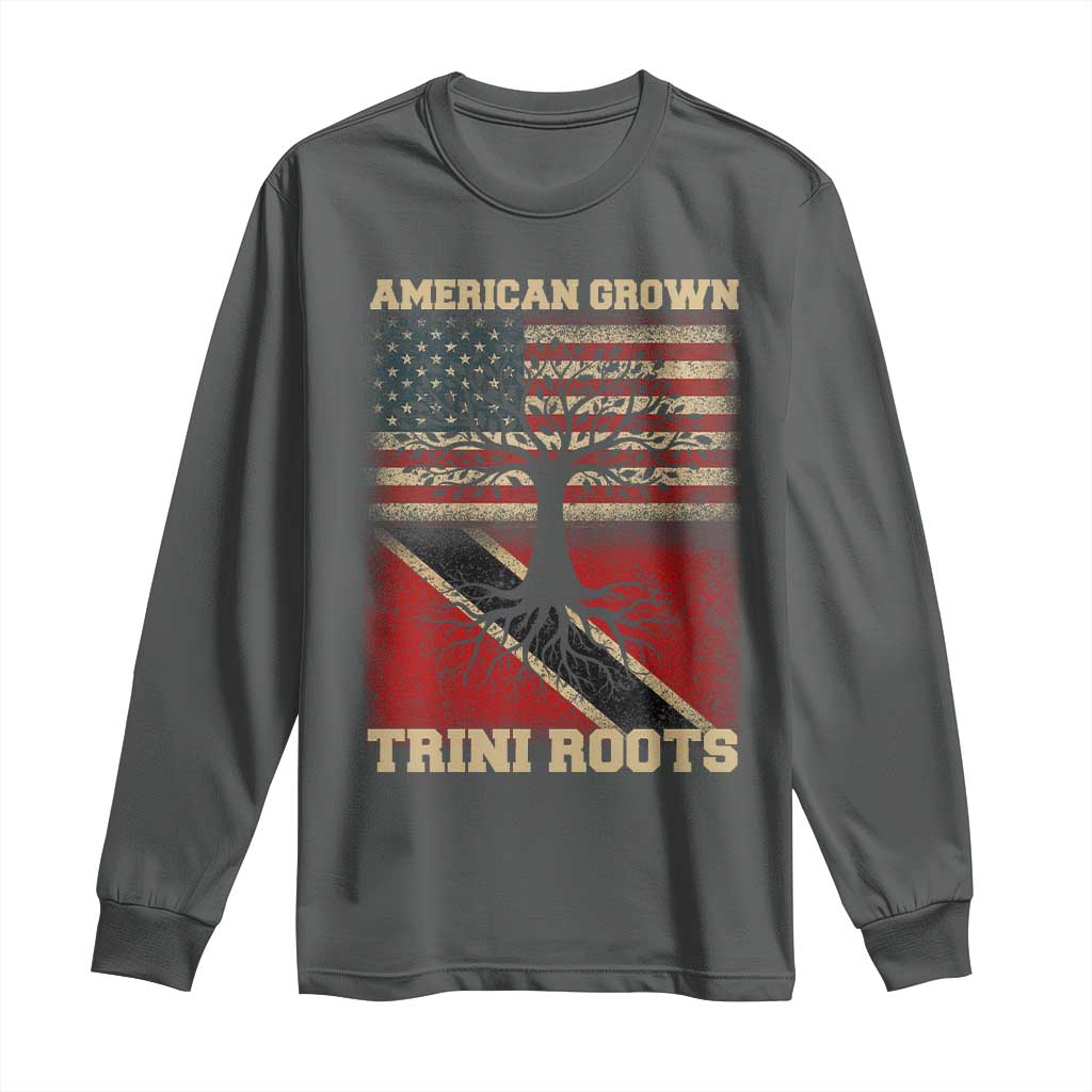 American Grown Trini Roots Long Sleeve Shirt Trinidad and Tobago USA Flag Trinidadian Proud Us - Wonder Print Shop