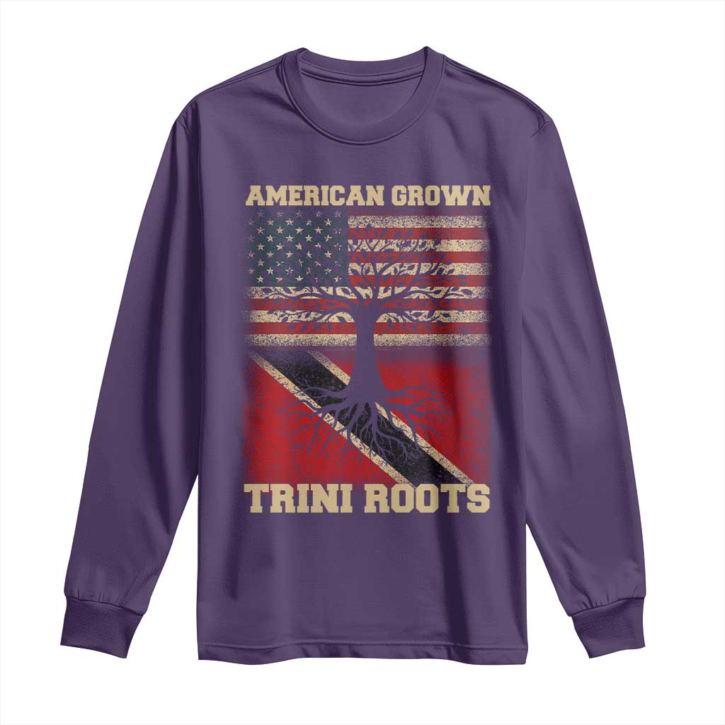 American Grown Trini Roots Long Sleeve Shirt Trinidad and Tobago USA Flag Trinidadian Proud Us - Wonder Print Shop