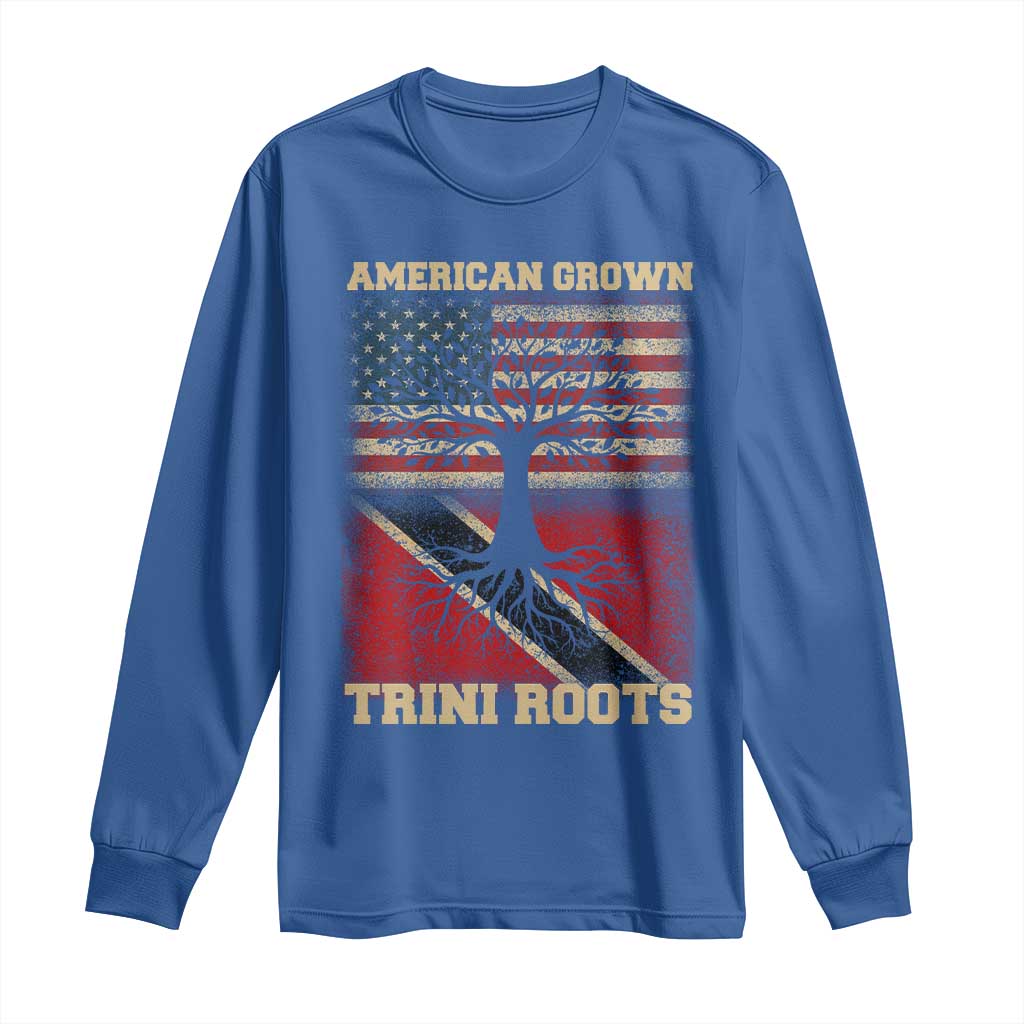 American Grown Trini Roots Long Sleeve Shirt Trinidad and Tobago USA Flag Trinidadian Proud Us - Wonder Print Shop