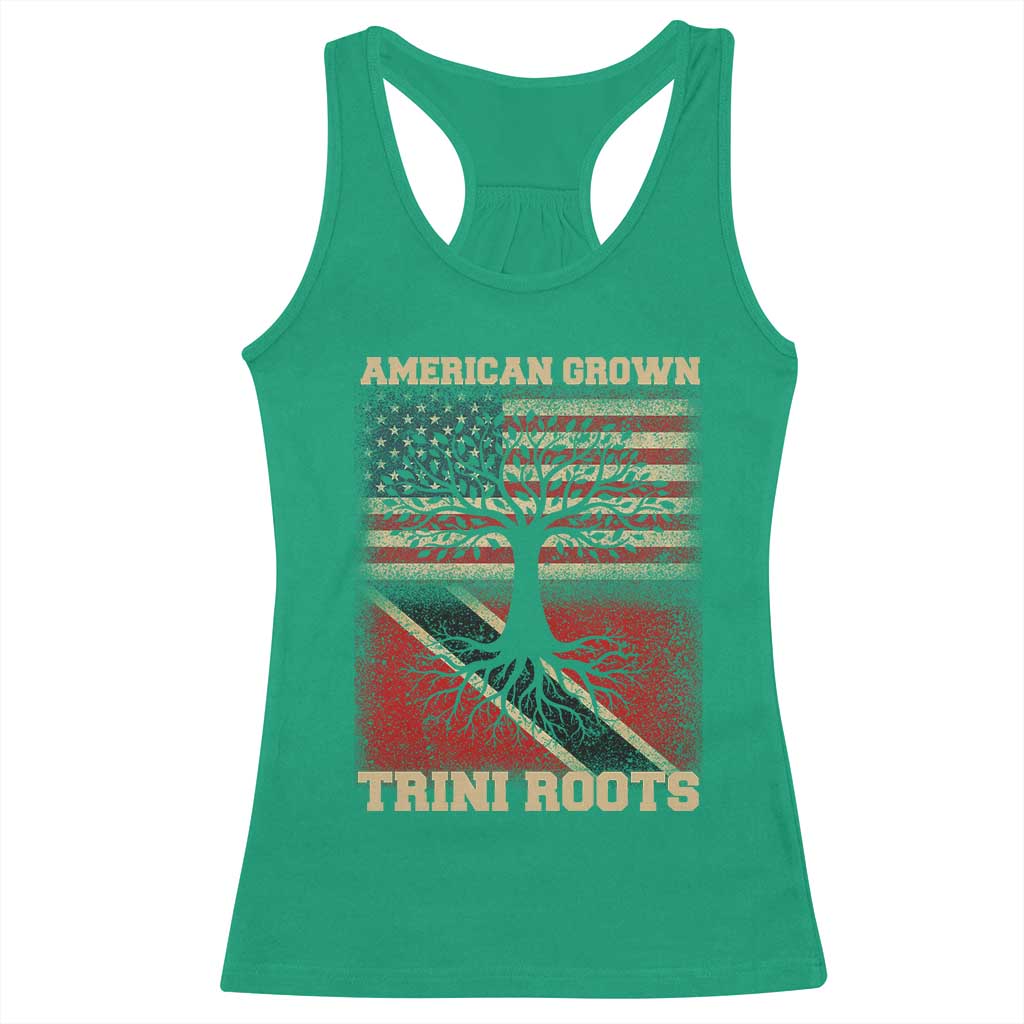 American Grown Trini Roots Racerback Tank Top Trinidad and Tobago USA Flag Trinidadian Proud Us - Wonder Print Shop