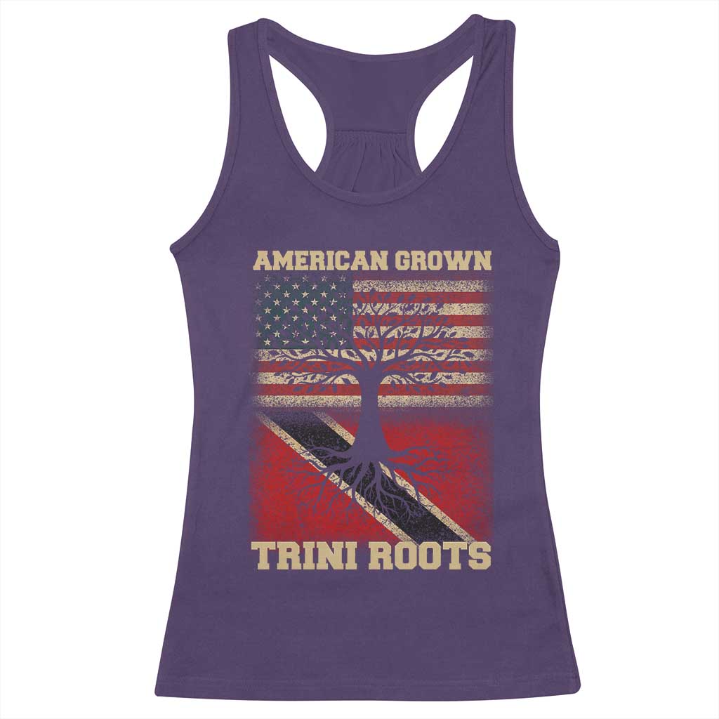 American Grown Trini Roots Racerback Tank Top Trinidad and Tobago USA Flag Trinidadian Proud Us - Wonder Print Shop