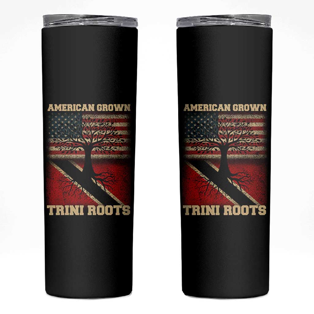 American Grown Trini Roots Skinny Tumbler Trinidad and Tobago USA Flag Trinidadian Proud Us - Wonder Print Shop