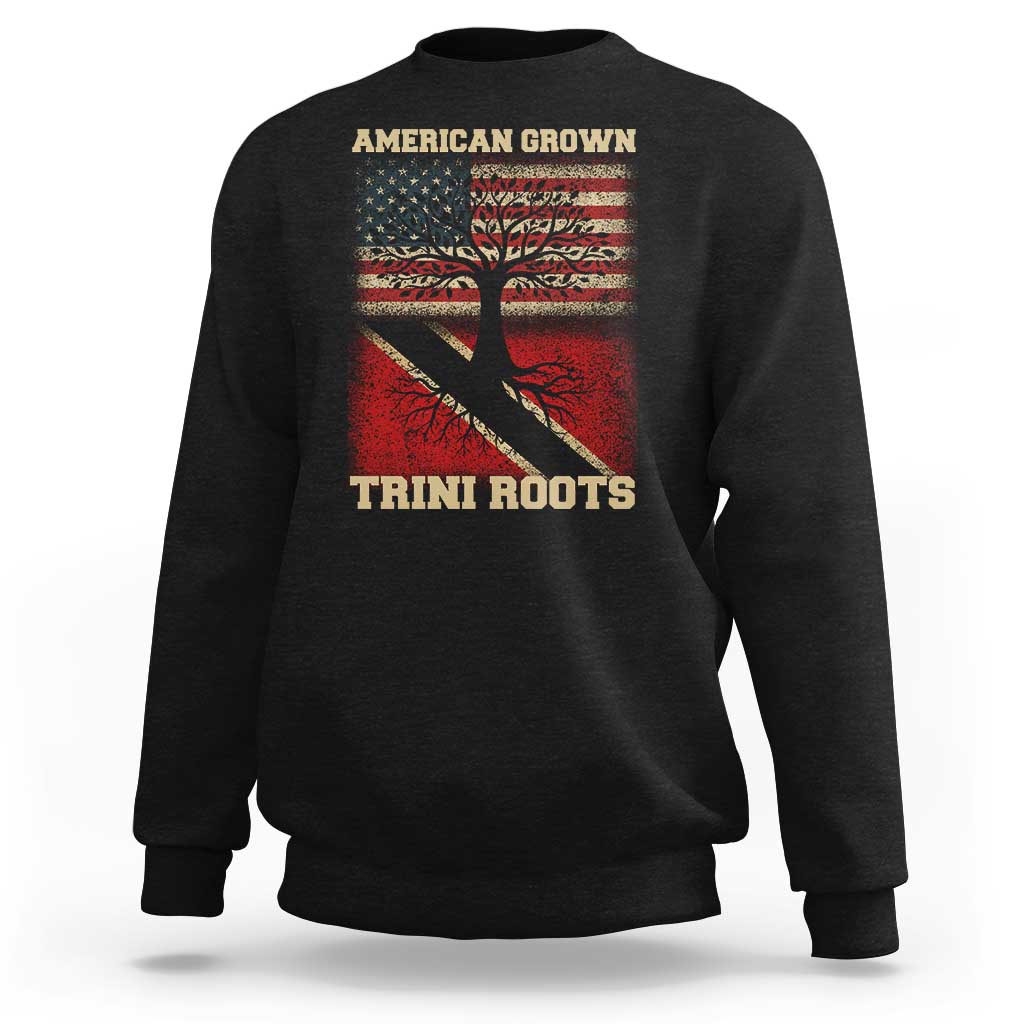 American Grown Trini Roots Sweatshirt Trinidad and Tobago USA Flag Trinidadian Proud Us - Wonder Print Shop