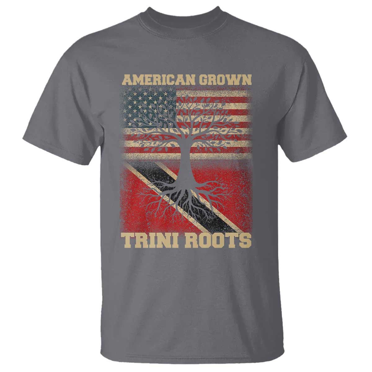 American Grown Trini Roots T Shirt Trinidad and Tobago USA Flag Trinidadian Proud Us - Wonder Print Shop