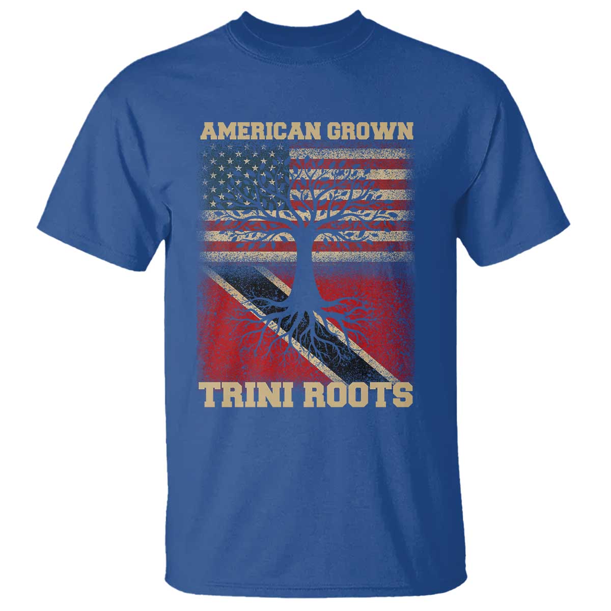 American Grown Trini Roots T Shirt Trinidad and Tobago USA Flag Trinidadian Proud Us - Wonder Print Shop