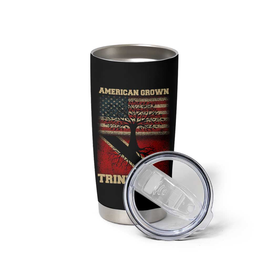 American Grown Trini Roots Tumbler Cup Trinidad and Tobago USA Flag Trinidadian Proud Us - Wonder Print Shop