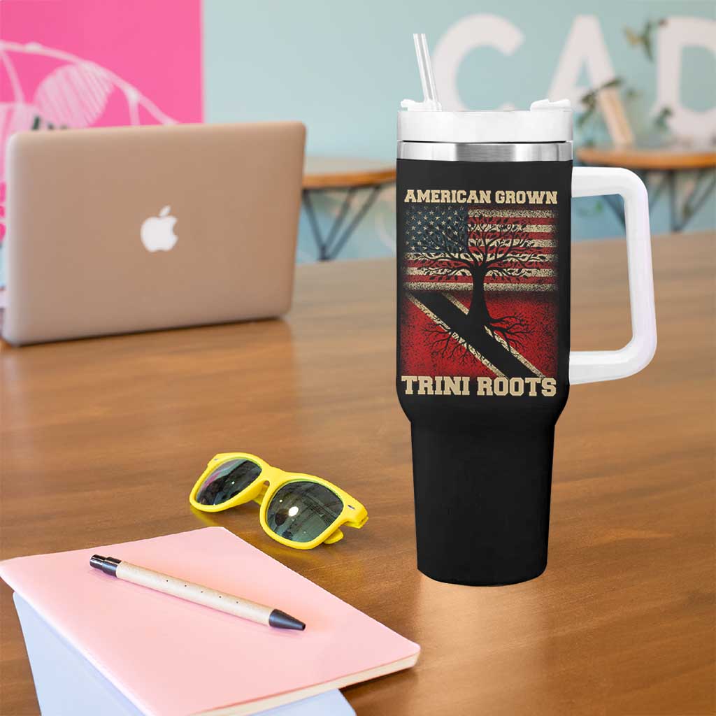 American Grown Trini Roots Tumbler With Handle Trinidad and Tobago USA Flag Trinidadian Proud Us - Wonder Print Shop