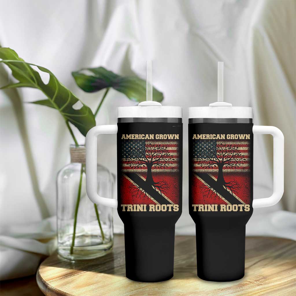 American Grown Trini Roots Tumbler With Handle Trinidad and Tobago USA Flag Trinidadian Proud Us - Wonder Print Shop