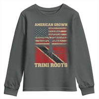 American Grown Trini Roots Youth Sweatshirt Trinidad and Tobago USA Flag Trinidadian Proud Us - Wonder Print Shop