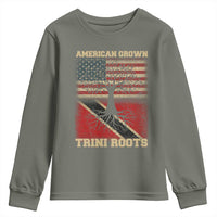 American Grown Trini Roots Youth Sweatshirt Trinidad and Tobago USA Flag Trinidadian Proud Us - Wonder Print Shop