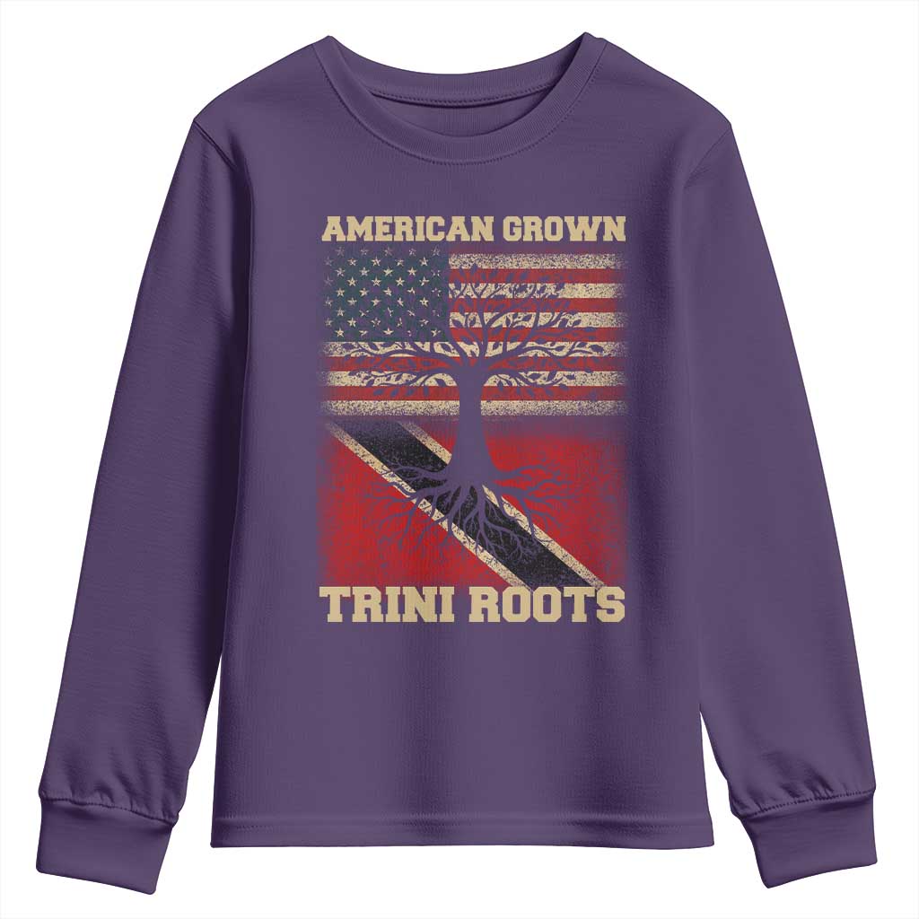 American Grown Trini Roots Youth Sweatshirt Trinidad and Tobago USA Flag Trinidadian Proud Us - Wonder Print Shop