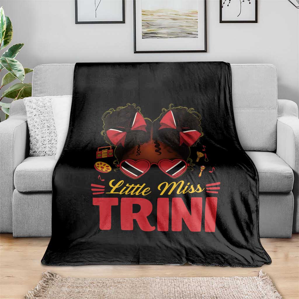 Little Miss Trinidad And Tobago Throw Blanket Afro Black Messy Bun Girl Trini Flag Bow