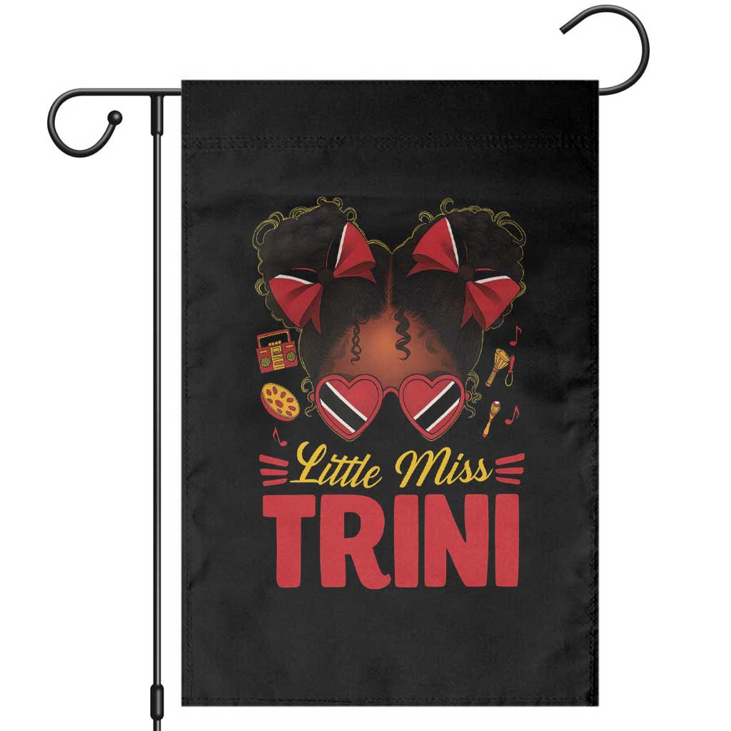 Little Miss Trinidad And Tobago Garden Flag Afro Black Messy Bun Girl Trini Flag Bow