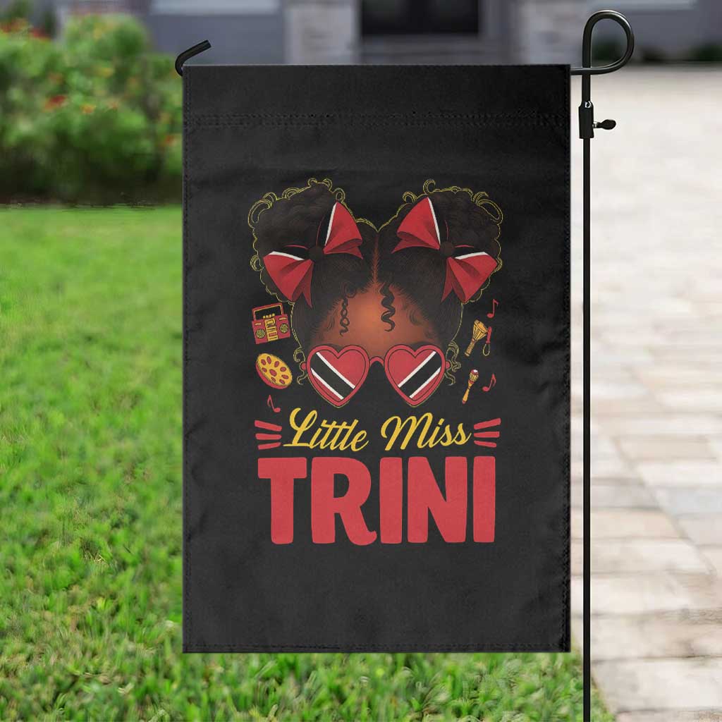 Little Miss Trinidad And Tobago Garden Flag Afro Black Messy Bun Girl Trini Flag Bow
