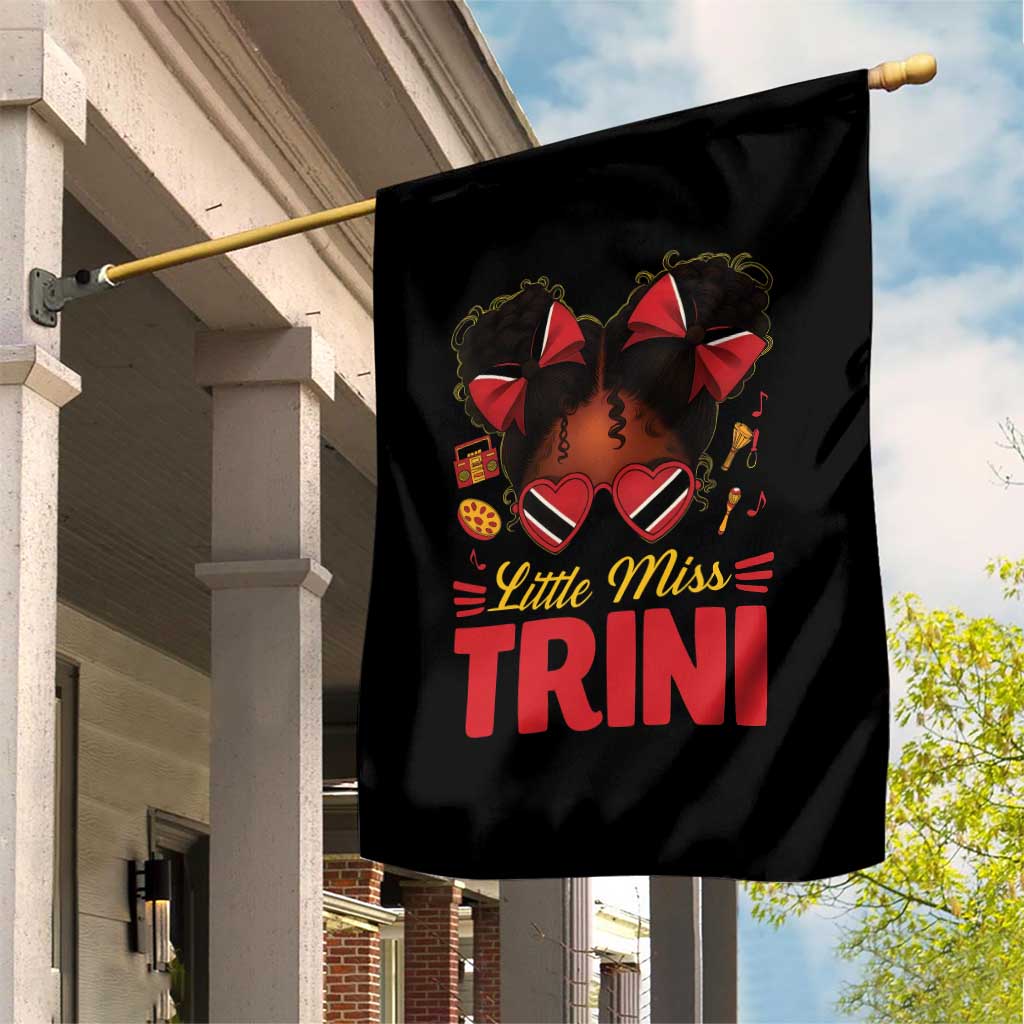 Little Miss Trinidad And Tobago Garden Flag Afro Black Messy Bun Girl Trini Flag Bow